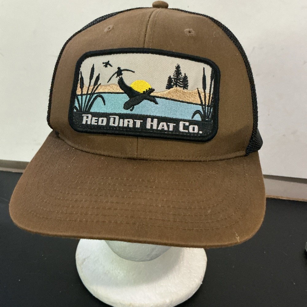 Red Dirt Hat Co Brown And Black Trucker Mesh Cap Flying Ducks Flaws